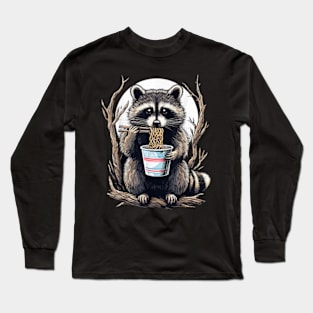 Raccoon Eating Instant Noodle Cup Funny Gifts For Women Men T-Shirt Long Sleeve T-Shirt